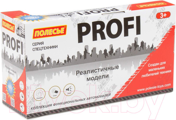 Изображение товара Автомобиль игрушечный Полесье Профи. Пожарный со звуком и светом / 86518 (инерционный)