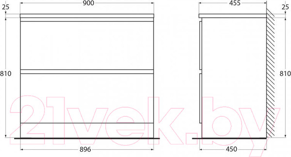 Изображение товара Тумба под умывальник BelBagno Albano-900-2C-PIA-RR