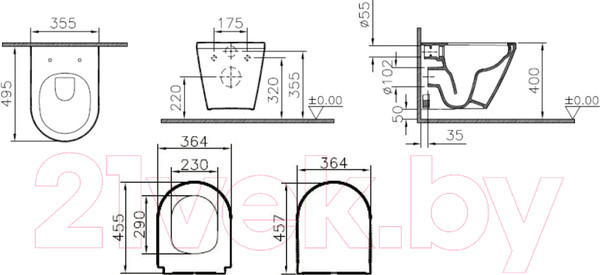 Изображение товара Унитаз подвесной с инсталляцией VitrA 9856B003-7200