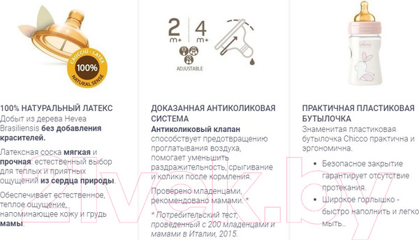 Изображение товара Бутылочка для кормления Chicco Original Touch Boy с латексной соской / 340728555 (150мл)