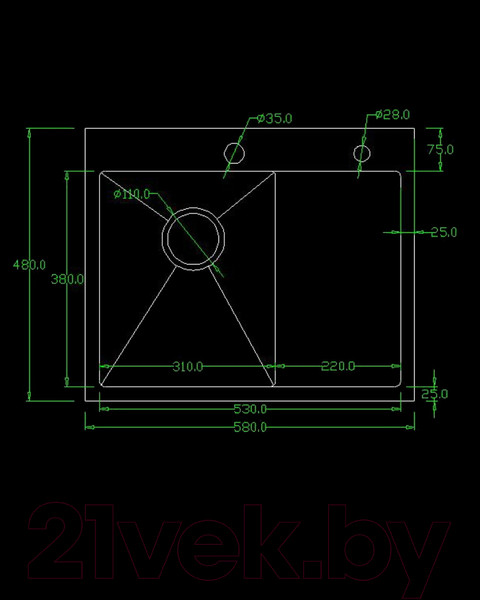 Изображение товара Мойка кухонная Avina HM5848 R (нержавеющая сталь)