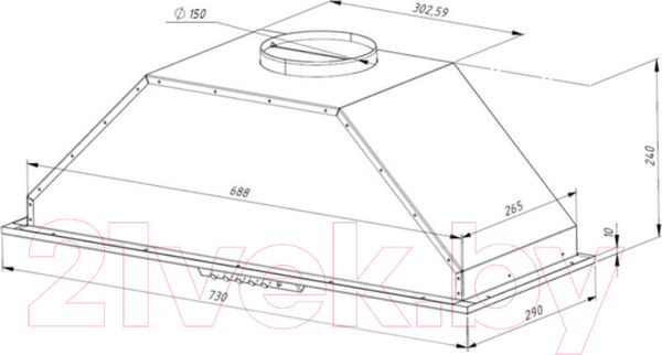 Изображение товара Вытяжка скрытая Akpo Neva II 80 WK-10 (нержавеющая сталь)