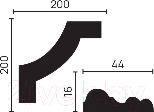 Изображение товара Молдинг Decor-Dizayn C1-DD400 угловой гладкий (200x200x16)