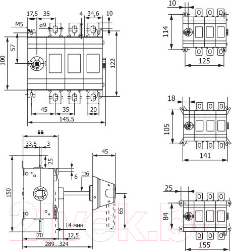 Изображение товара Блок-разъединитель КС БР-17-OTE-250А-3р / 85605