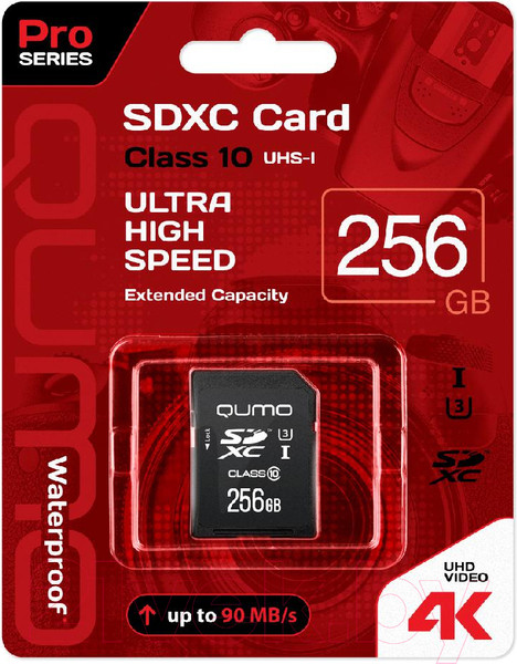 Изображение товара Карта памяти Qumo SDXC (Class 10) 256GB UHS-I U3 Pro (QM256GSDXC10U1)