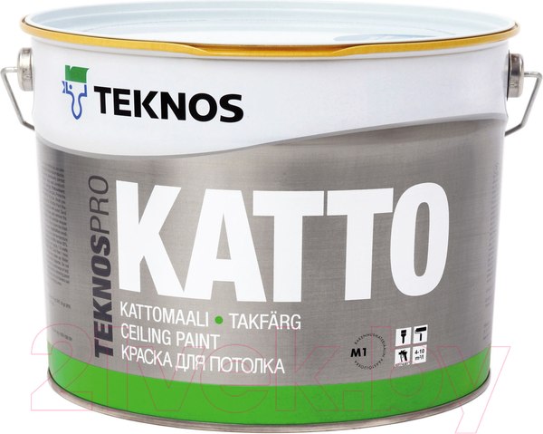 Изображение товара Краска Teknos Teknospro Katto Tak Valkoinen (9л, белая)