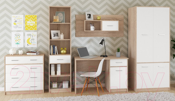 Изображение товара Тумба Империал Стелс 3д2ящ (дуб сонома/белый)