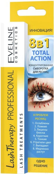 Изображение товара Гель для ресниц Eveline Cosmetics Lash Therapy Professional Total Action 8 в 1 (10мл)