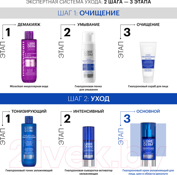 Изображение товара Крем для лица Librederm Гиалуроновый увлажняющий для лица, шеи и зоны декольте (50мл)