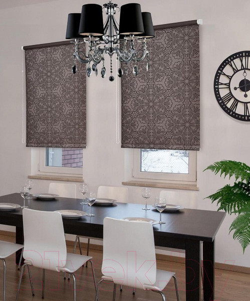 Изображение товара Рулонная штора Delfa Сантайм Металлик Принт СРШ-01 МД 7592 (34x170, шоколад)