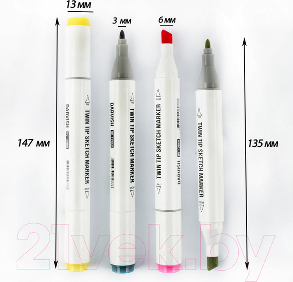 Изображение товара Набор маркеров Darvish Двусторонние / DV-12869-18 (18шт)