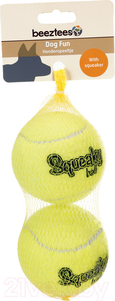 Изображение товара Набор игрушек для собак Beeztees Теннисный мяч с пищалкой / 625616