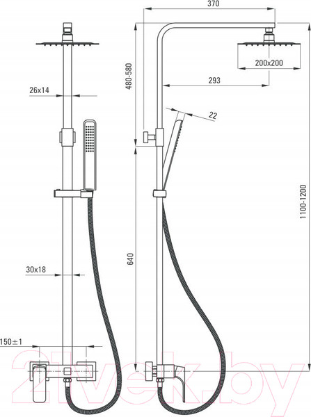 Изображение товара Душевая система со смесителем Deante Cascada Hiacynt Bianco NAC A1QM