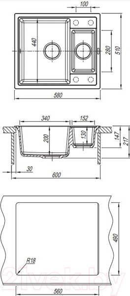 Изображение товара Мойка кухонная Florentina Липси 580К (коричневый)