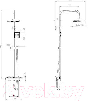Изображение товара Душевая система со смесителем Deante Joko NBJ 051T
