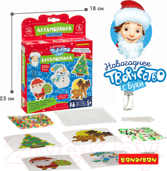 Изображение товара Развивающая игра Bondibon Новогодняя аквамозаика с Буки / ВВ3725