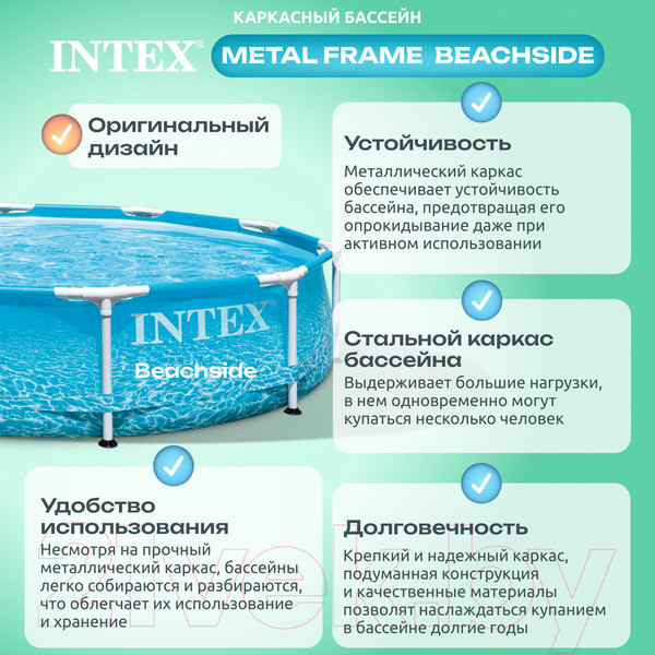 Изображение товара Каркасный бассейн Intex Metal Frame Beachside 28206 (305х76)