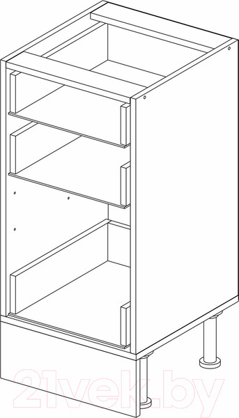 Изображение товара Шкаф-стол кухонный Горизонт Мебель Ева 40 3 ящика (тирамису софт)