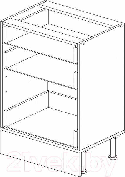 Изображение товара Шкаф-стол кухонный Горизонт Мебель Ева 60 3 ящика (белый софт)