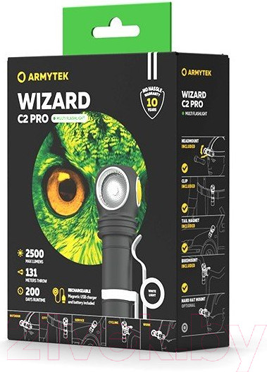 Изображение товара Фонарь Armytek Wizard C2 Pro Magnet USB / F08701C (белый)