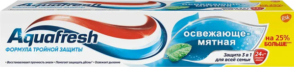 Изображение товара Зубная паста Aquafresh Fresh and Minty Освежающе-Мятная (125мл)