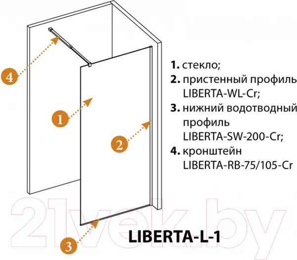 Изображение товара Душевая стенка Cezares Liberta-L-1-80-BR-Nero