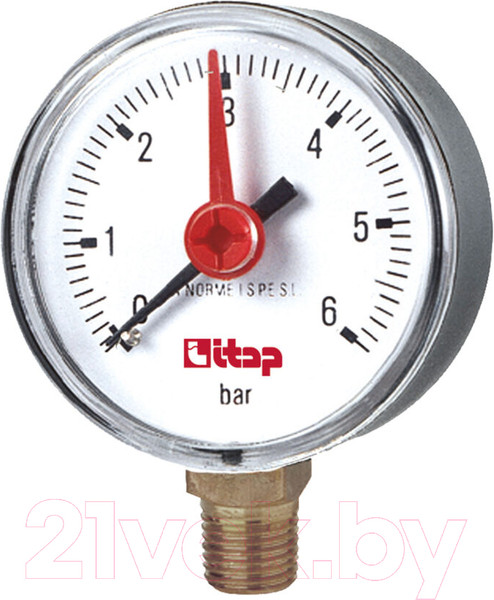 Изображение товара Манометр сантехнический Itap 1/4" 482B014R (боковое подключение 0-6 bar)