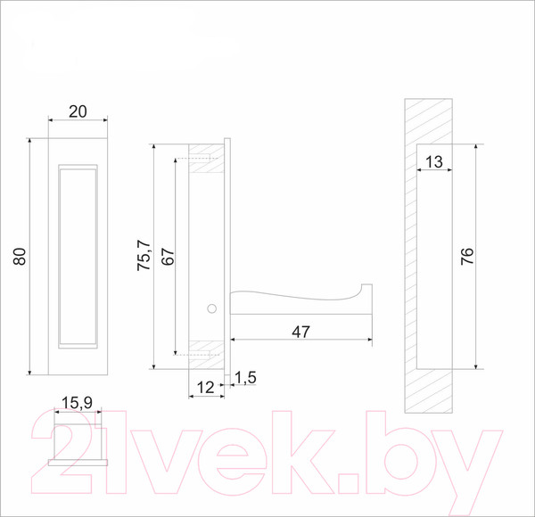 Изображение товара Крючок для одежды Boyard Fantom K100CP.12