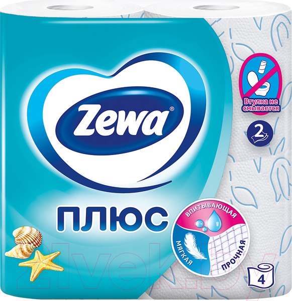 Изображение товара Туалетная бумага Zewa Плюс. Аромат океана (1x4рул)