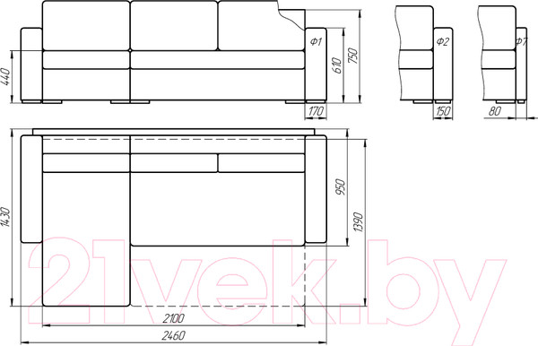 Изображение товара Диван угловой Lama мебель Пингвин-2 (Germes Cocoa/Split Chocolate)