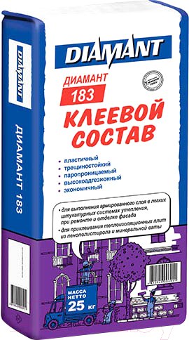 Изображение товара Клей для теплоизоляционных плит Diamant ПМ КС 1 184 зима (25кг)
