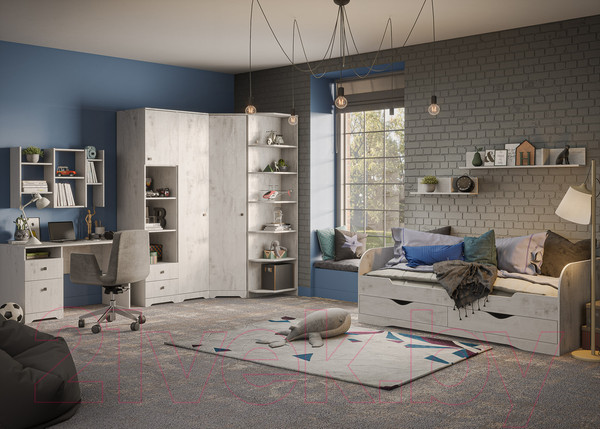 Изображение товара Шкаф-пенал Мебель-КМК 1Д2Я Атланта 0741.5 (бетон пайн светлый)