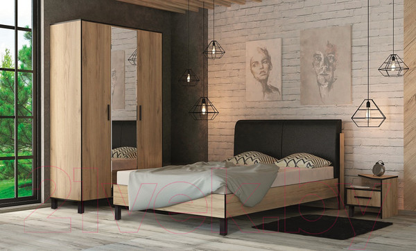 Изображение товара Прикроватная тумба Ивару Лофт 12 1ящ (дуб крафт золотой/черный)