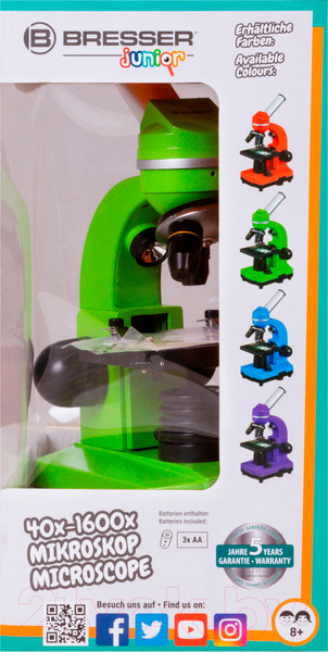 Изображение товара Микроскоп оптический Bresser Junior Biolux SEL 40-1600x / 74319 (зеленый)