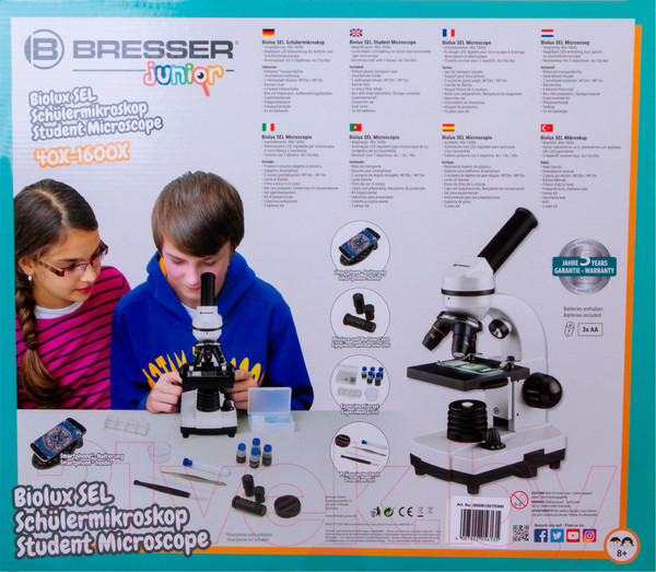 Изображение товара Микроскоп оптический Bresser Junior Biolux SEL 40–1600x / 75314 (белый)