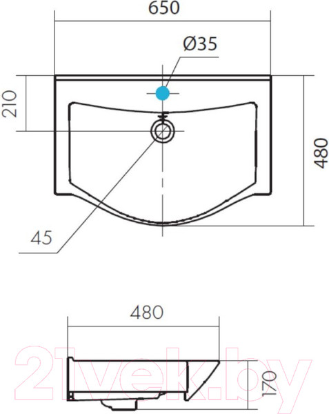 Изображение товара Тумба с умывальником Акватон Нортон 65 (1A2488K0NT010)