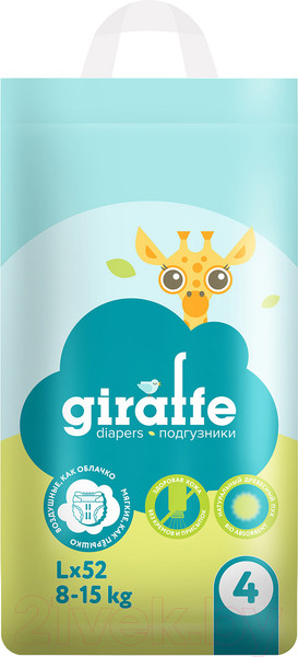Изображение товара Подгузники детские Lovular Giraffe L 8-15кг / 429195 (52шт)