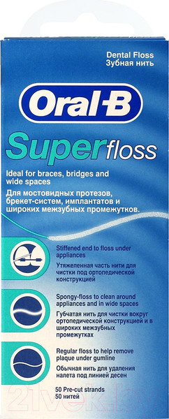 Изображение товара Зубная нить Oral-B Super Floss (50м)
