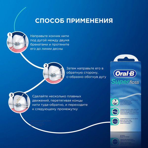 Изображение товара Зубная нить Oral-B Super Floss (50м)