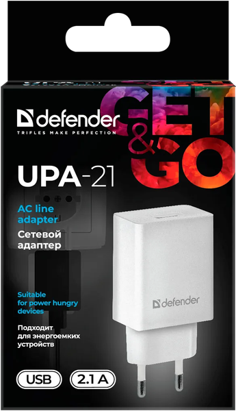 Изображение товара Адаптер питания сетевой Defender UPA-21 / 83571 (белый)