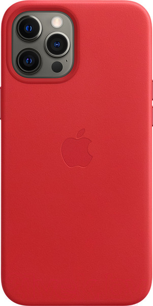 Изображение товара Чехол-накладка Apple Leather Case With MagSafe для iPhone 12 ProMax Product Red/MHKJ3