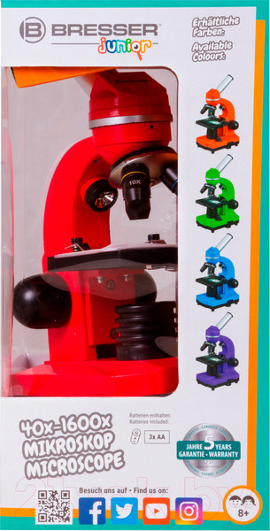 Изображение товара Микроскоп оптический Bresser Junior Biolux SEL 40–1600x / 74320 (красный)