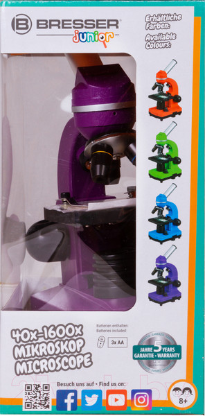 Изображение товара Микроскоп оптический Bresser Junior Biolux SEL 40–1600x / 74321 (фиолетовый)