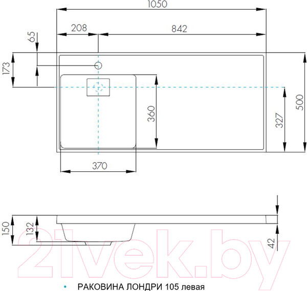 Изображение товара Умывальник Акватон Лондри 105 (1A72833KLH01L)