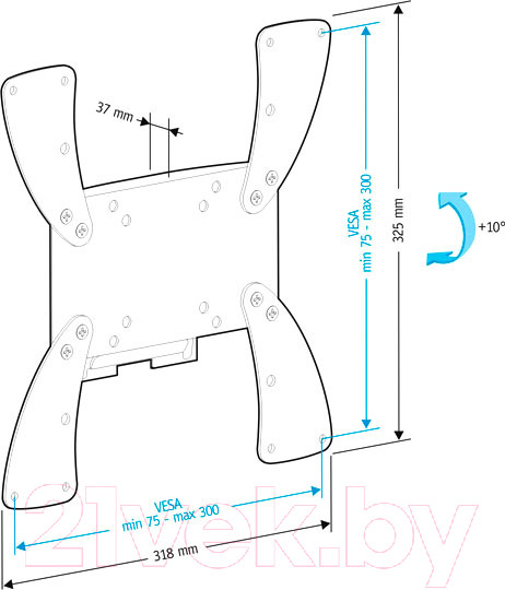 Изображение товара Кронштейн для телевизора Holder LCDS-5058 (черный глянец)