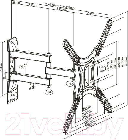 Изображение товара Кронштейн для телевизора Ultramounts UM 870 (черный)