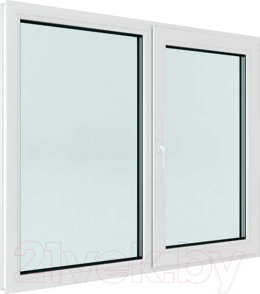 Изображение товара Окно ПВХ Brusbox Roto Двухстворчатое поворотно-откидное правое 3 стекла (1500x1500x70)