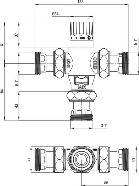 Изображение товара Термостат для смесителя Deante Press BCH 1X3T