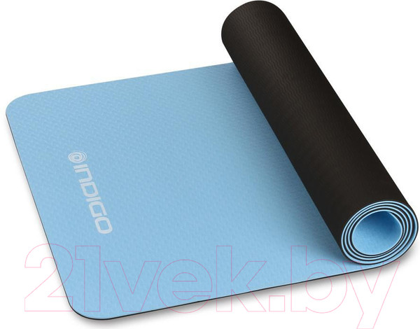 Изображение товара Коврик для йоги и фитнеса Indigo Sport TPE IN106 (голубой/черный)