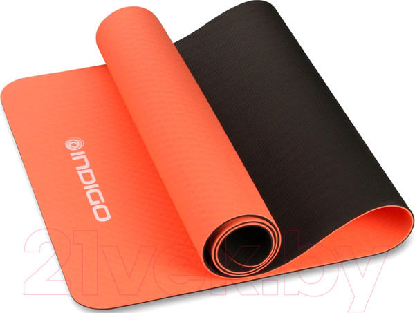 Изображение товара Коврик для йоги и фитнеса Indigo Sport TPE IN106 (коралловый/черный)